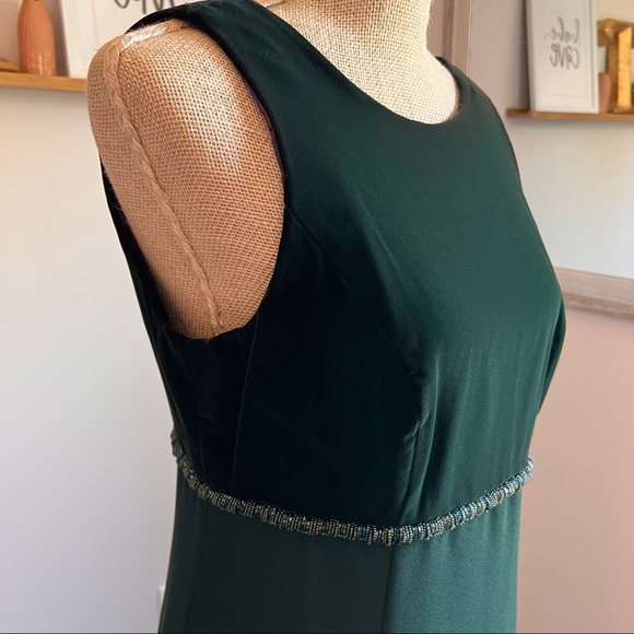 Vintage Emerald Green Velvet & Beaded Floor Length Dress - Picture 4 of 14